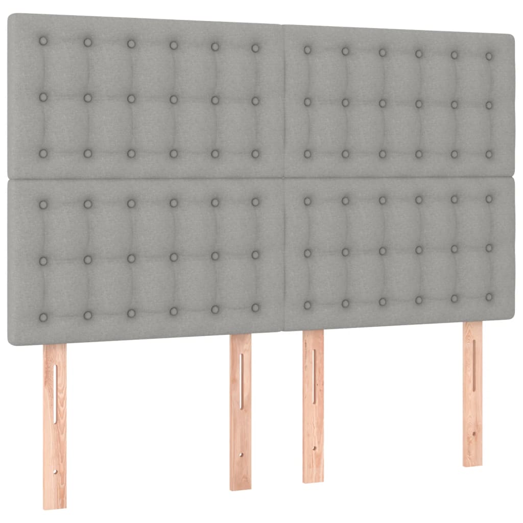 Cama box spring c/ colchão e LED 140x190 cm tecido cinza-claro