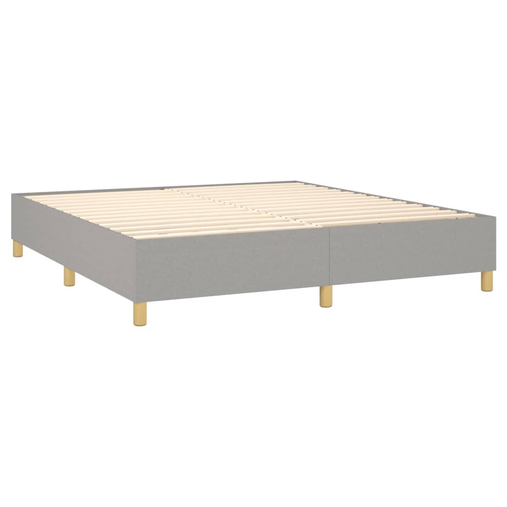 Cama box spring c/ colchão e LED 160x200 cm tecido cinza-claro