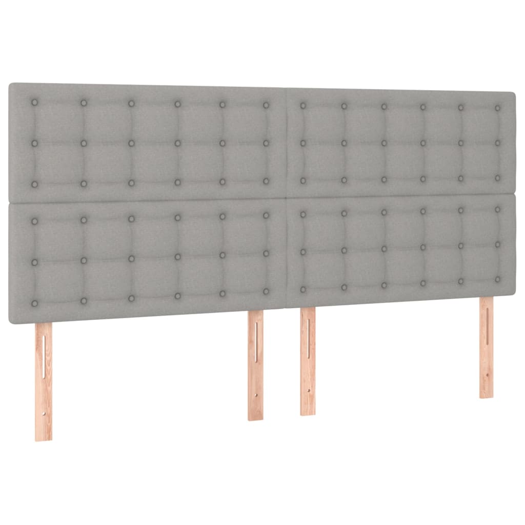 Cama box spring c/ colchão e LED 160x200 cm tecido cinza-claro