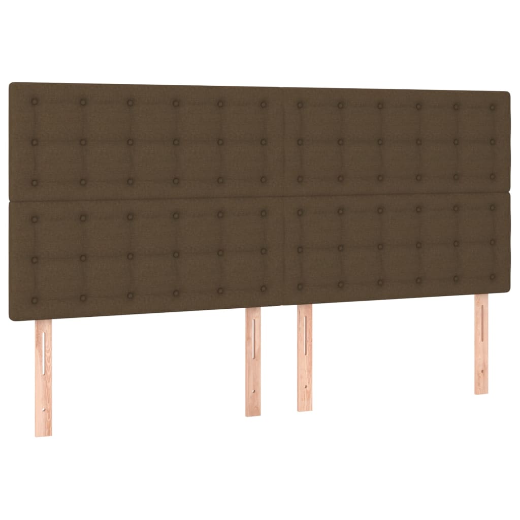 Cama box spring c/ colchão/LED 160x200cm tecido castanho-escuro