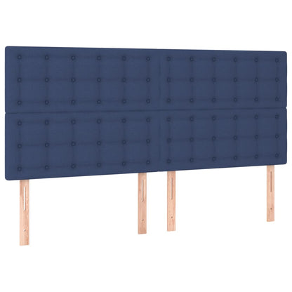 Cama box spring c/ colchão e LED 180x200 cm tecido azul