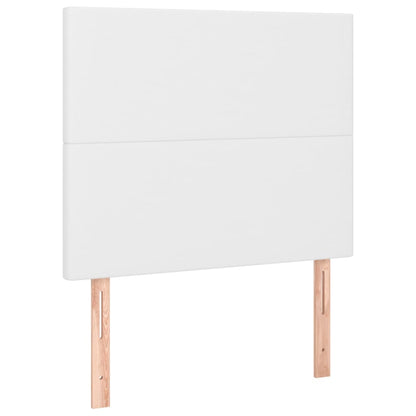 Cama box spring c/ colchão/LED 90x190cm couro artificial branco