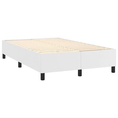 Cama box spring c/colchão/LED 120x200cm couro artificial branco