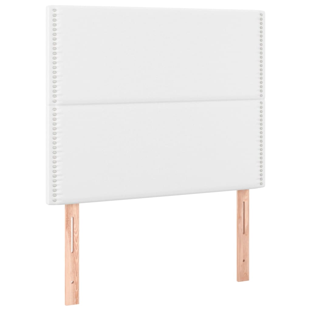 Cama box spring c/colchão/LED 120x200cm couro artificial branco