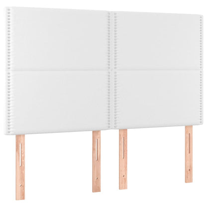 Cama box spring c/colchão/LED 140x190cm couro artificial branco