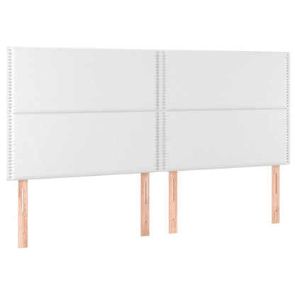 Cama box spring c/colchão/LED 160x200cm couro artificial branco