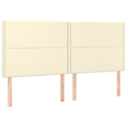 Cama box spring c/ colchão/LED 160x200cm couro artificial creme