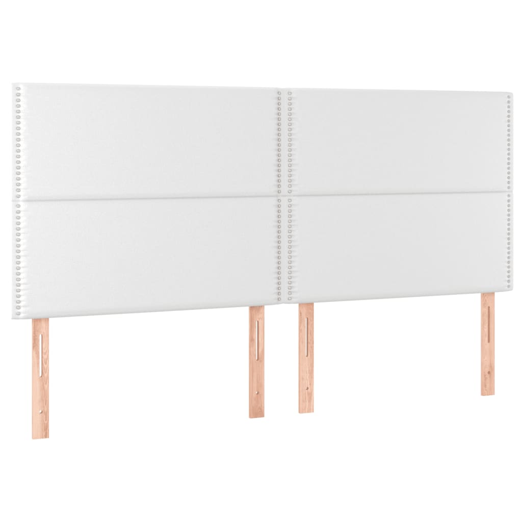 Cama box spring c/colchão/LED 200x200cm couro artificial branco