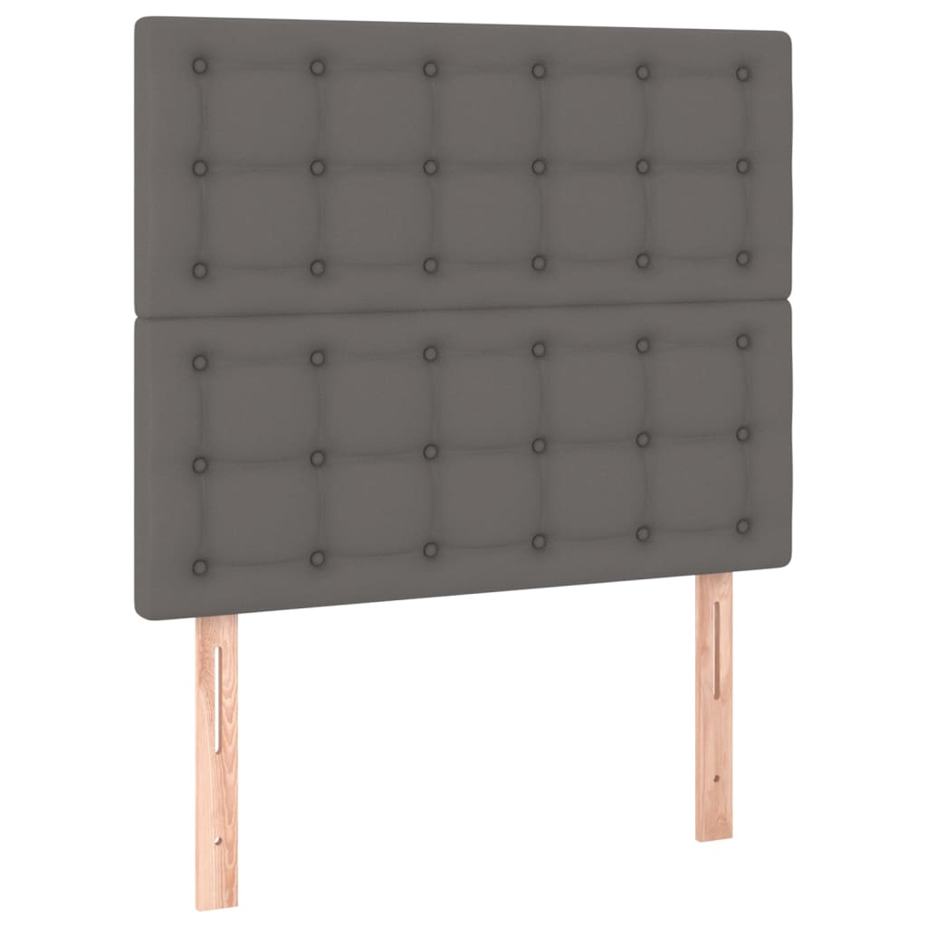 Cama box spring c/ colchão/LED 90x190 cm couro artificial cinza