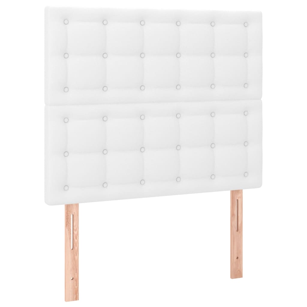 Cama box spring c/colchão/LED 120x200cm couro artificial branco