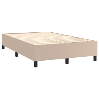 Cama box spring c/colchão/LED 120x200cm couro artif. cappuccino