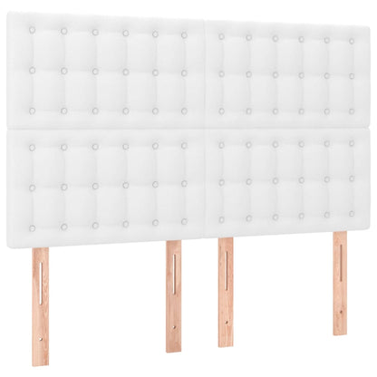 Cama box spring c/colchão/LED 140x190cm couro artificial branco