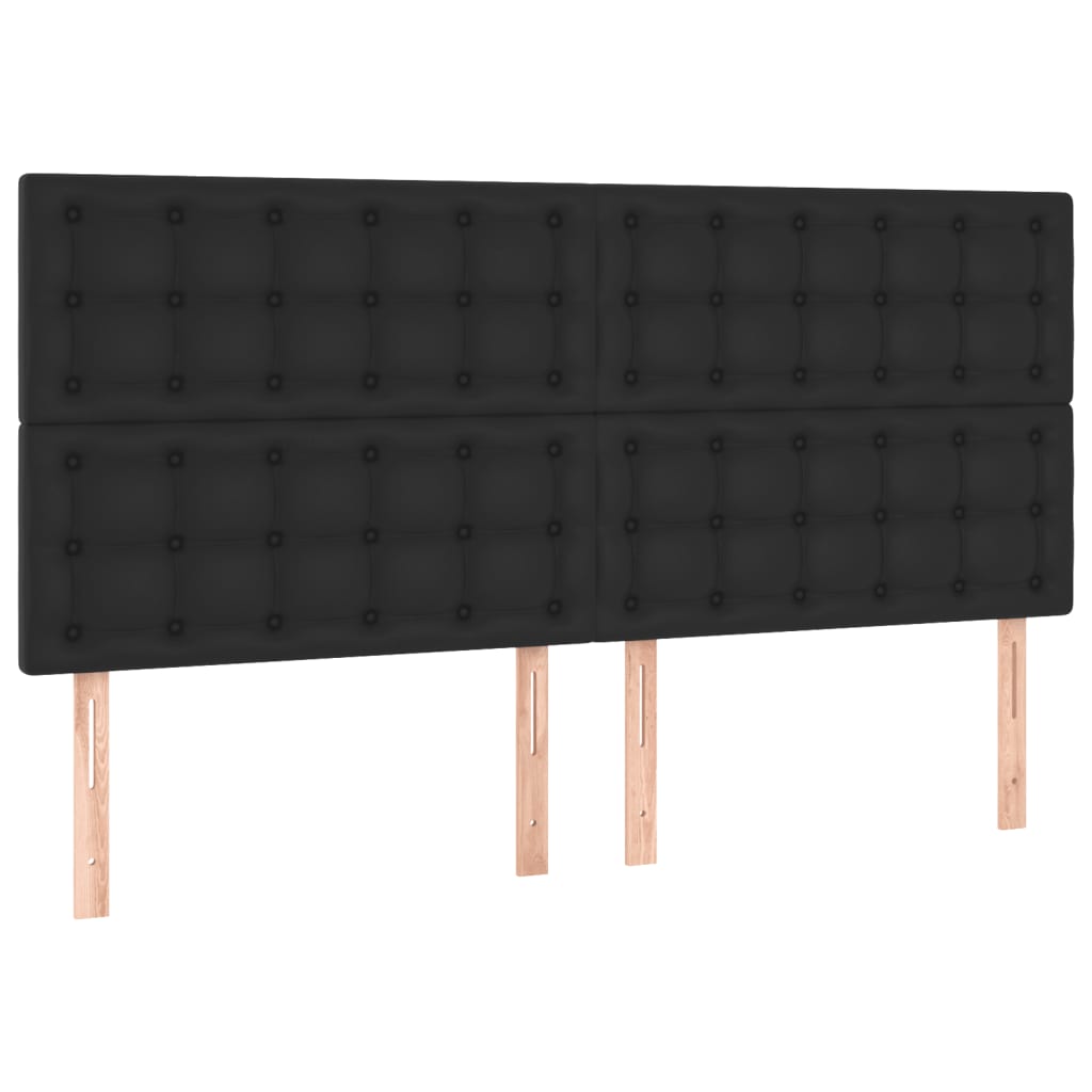 Cama box spring c/ colchão/LED 180x200cm couro artificial preto