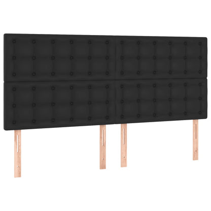 Cama box spring c/ colchão/LED 180x200cm couro artificial preto