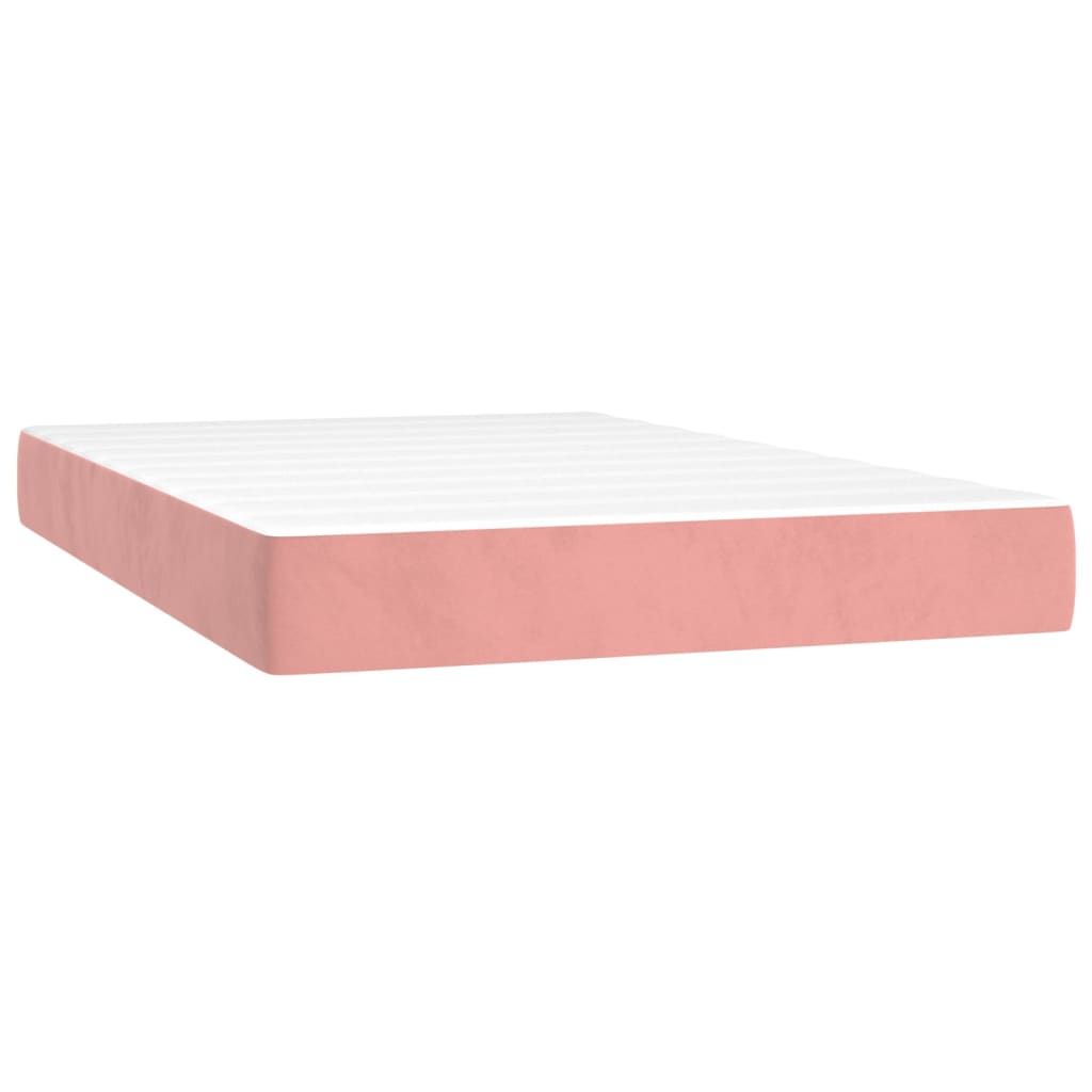 Cama box spring c/ colchão/LED 120x200 cm veludo rosa