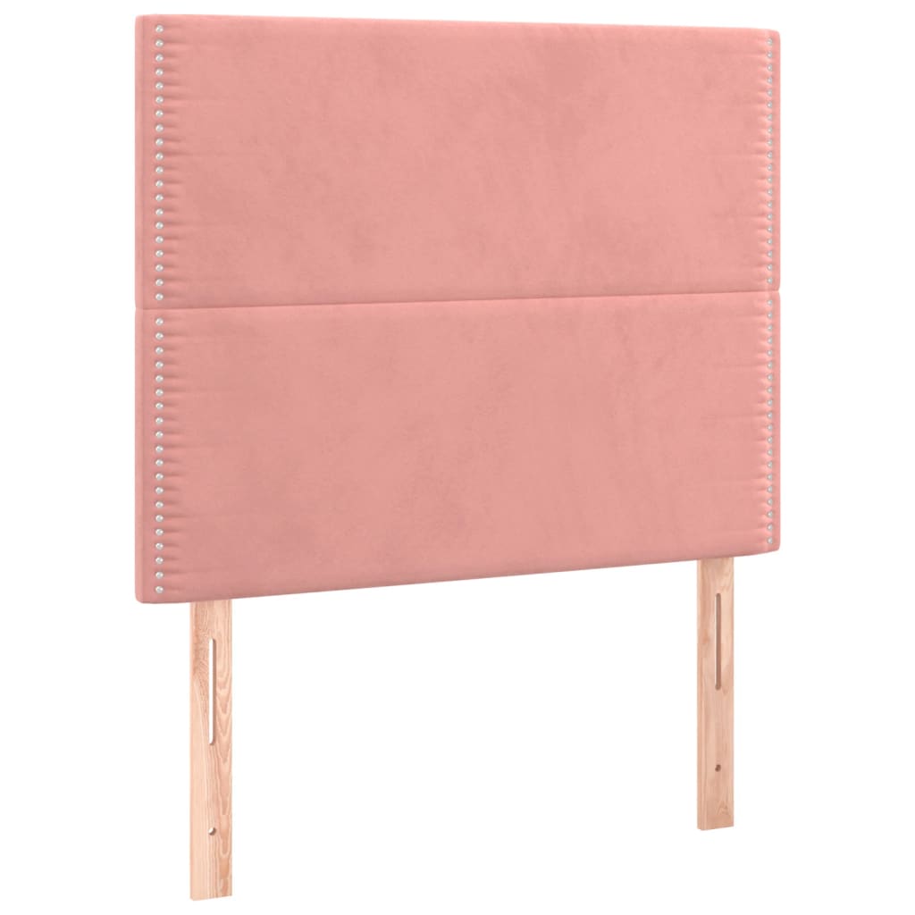 Cama box spring c/ colchão/LED 90x190 cm veludo rosa