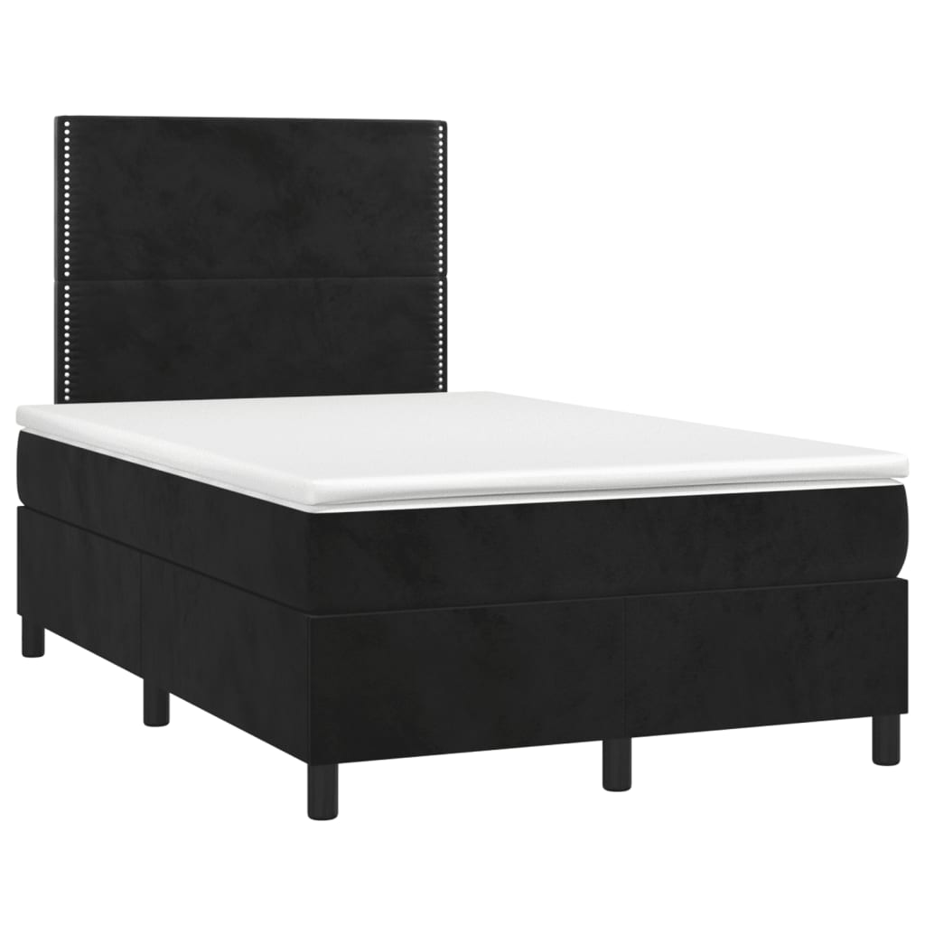 Cama box spring c/ colchão/LED 120x200 cm veludo preto