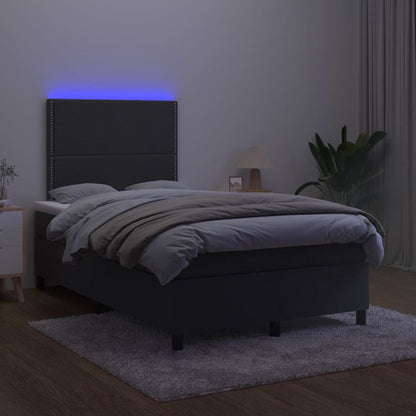 Cama box spring c/ colchão/LED 120x200 cm veludo preto