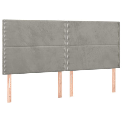 Cama box spring c/ colchão/LED 160x200 cm veludo cinzento-claro