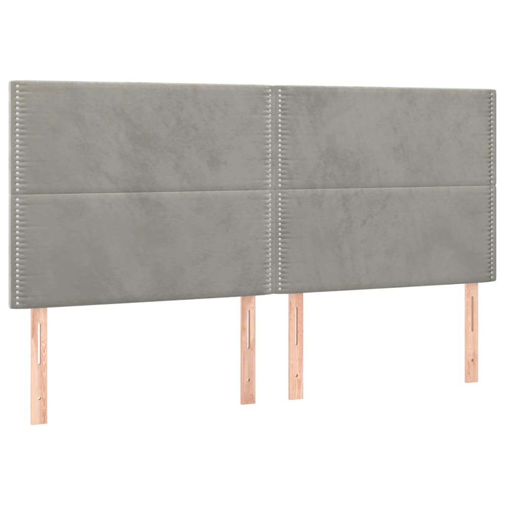 Cama box spring c/ colchão/LED 180x200 cm veludo cinzento-claro