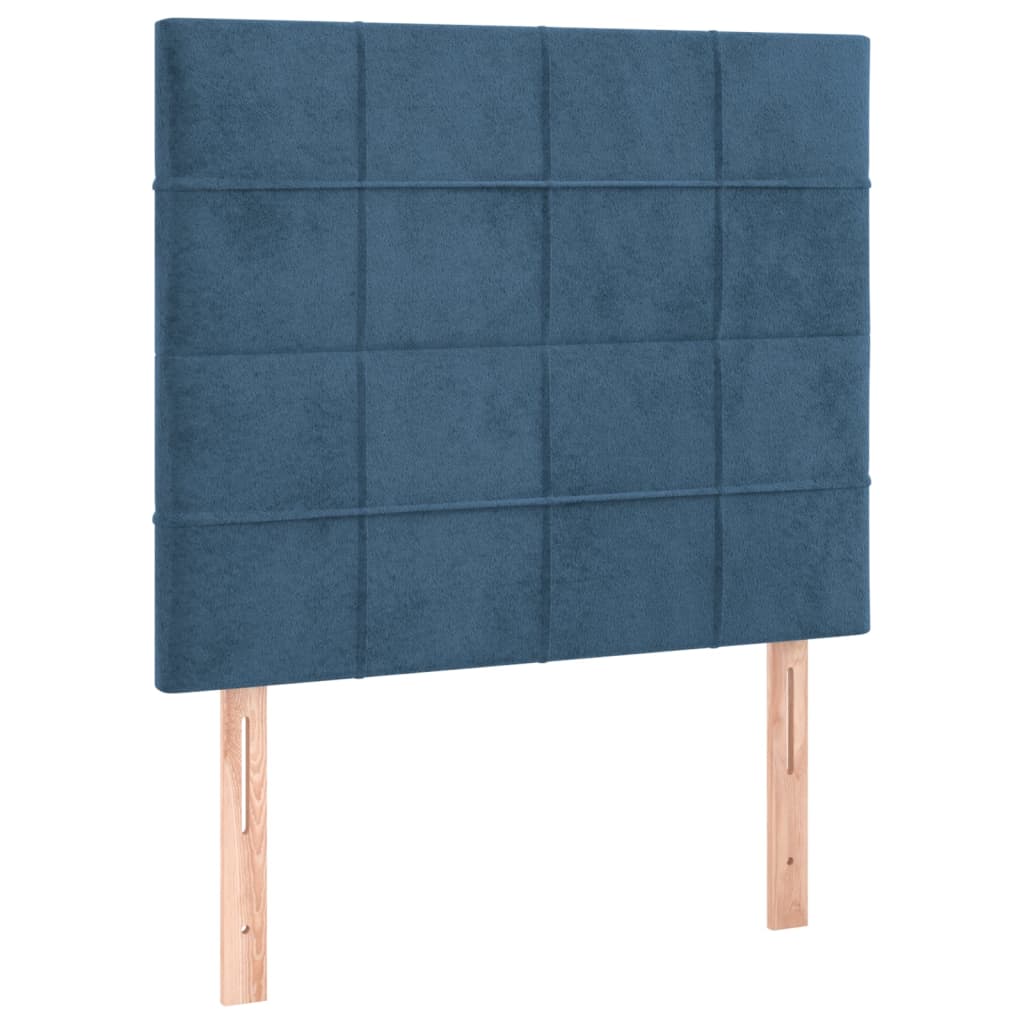 Cama box spring c/ colchão/LED 80x200 cm veludo azul-escuro