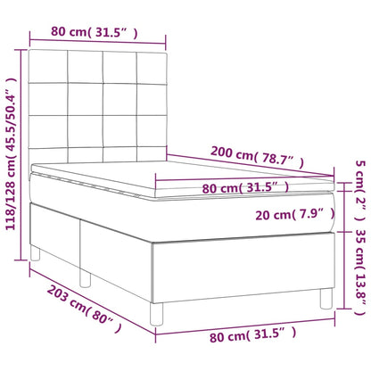 Cama box spring c/ colchão/LED 80x200 cm veludo rosa