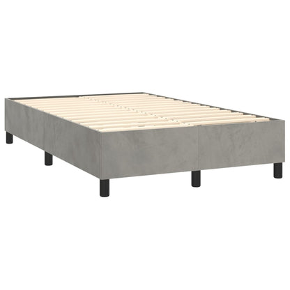 Cama box spring c/ colchão/LED 120x200 cm veludo cinzento-claro