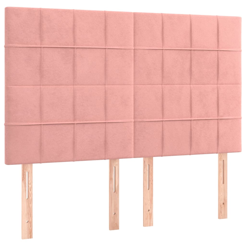 Cama box spring c/ colchão/LED 140x200 cm veludo rosa