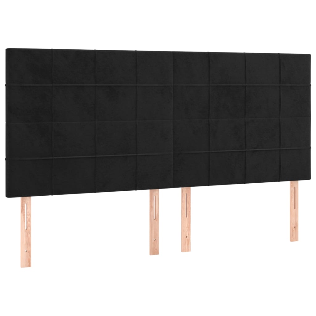 Cama box spring c/ colchão/LED 160x200 cm veludo preto