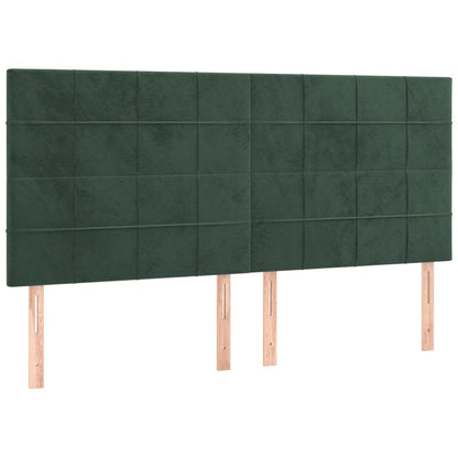 Cama box spring c/ colchão/LED 180x200 cm veludo verde-escuro