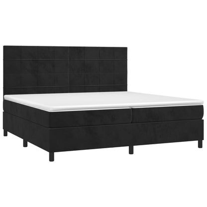 Cama box spring c/ colchão/LED 200x200 cm veludo preto