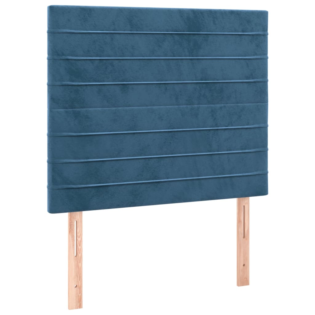 Cama box spring c/ colchão/LED 80x200 cm veludo azul-escuro