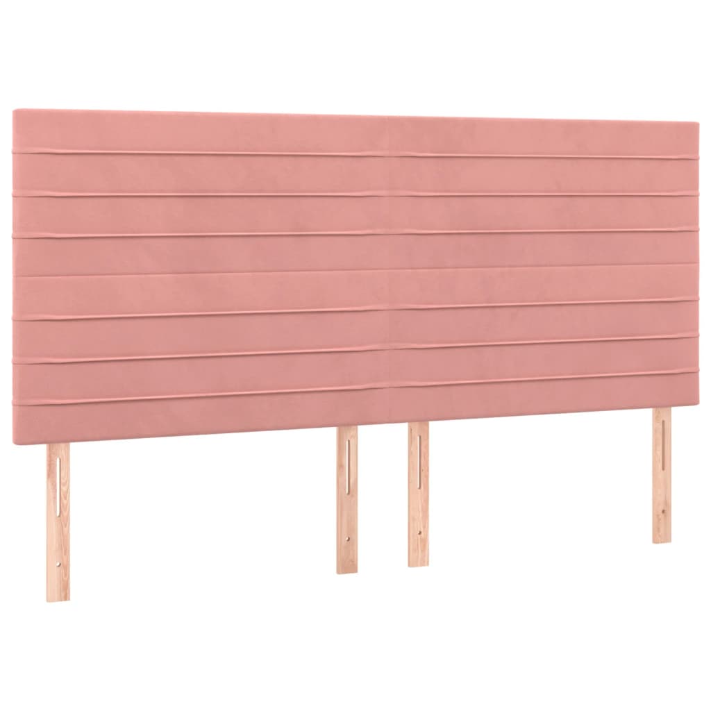 Cama box spring c/ colchão/LED 160x200 cm veludo rosa