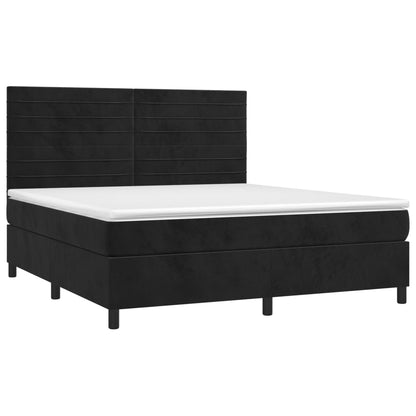 Cama box spring c/ colchão/LED 180x200 cm veludo preto