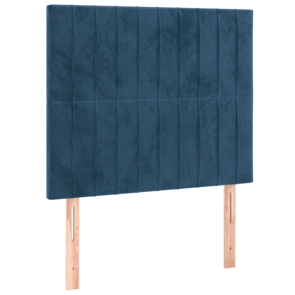 Cama box spring c/ colchão/LED 80x200 cm veludo azul-escuro