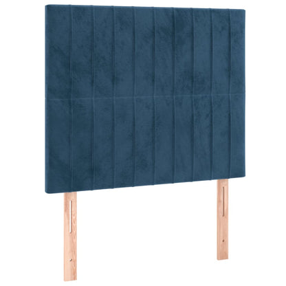 Cama box spring c/ colchão/LED 100x200 cm veludo azul-escuro