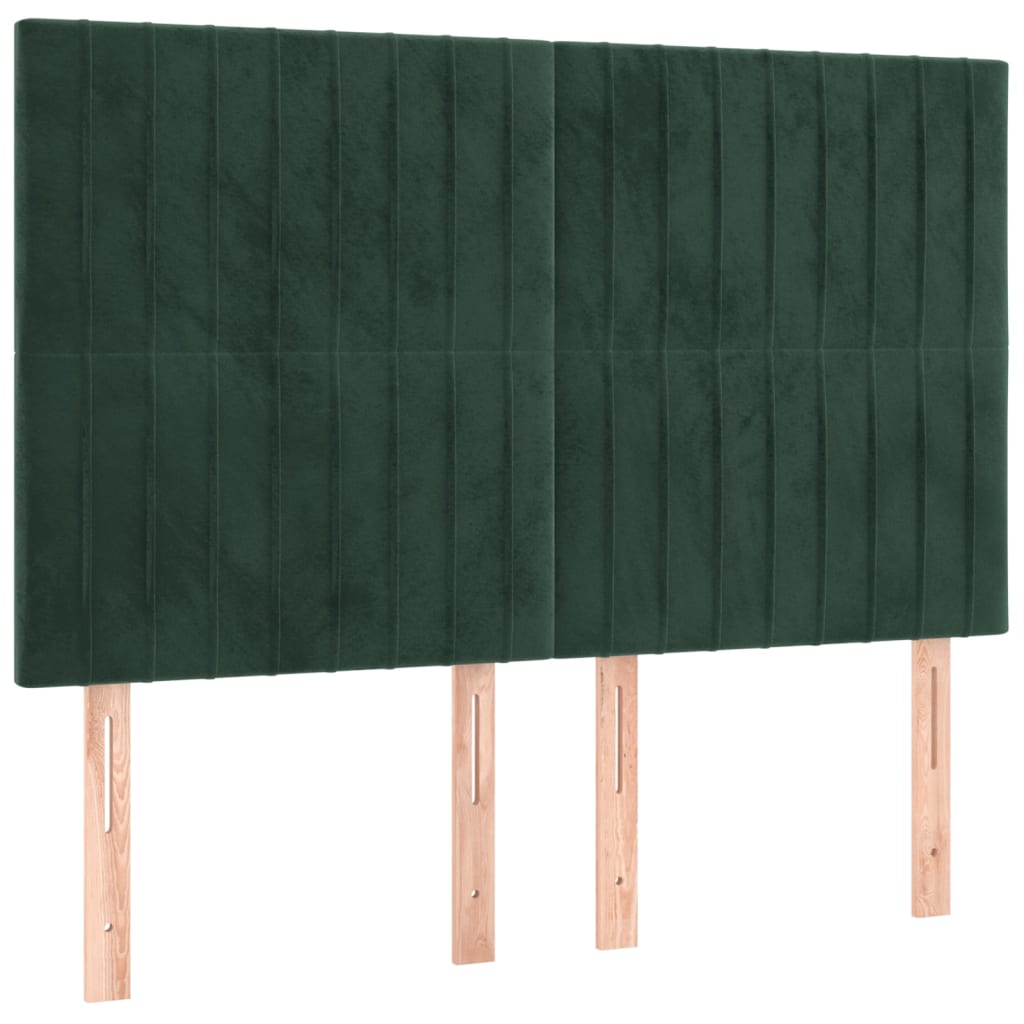 Cama box spring c/ colchão/LED 140x190 cm veludo verde-escuro