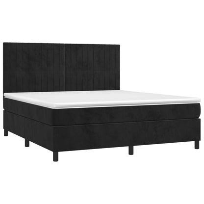 Cama box spring c/ colchão/LED 180x200 cm veludo preto