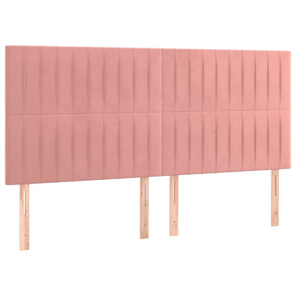 Cama box spring c/ colchão/LED 180x200 cm veludo rosa