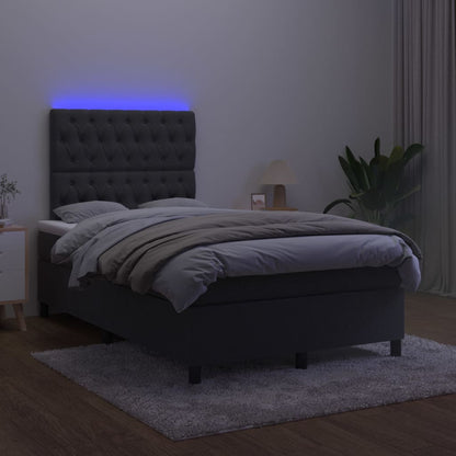 Cama box spring c/ colchão/LED 120x200 cm veludo preto