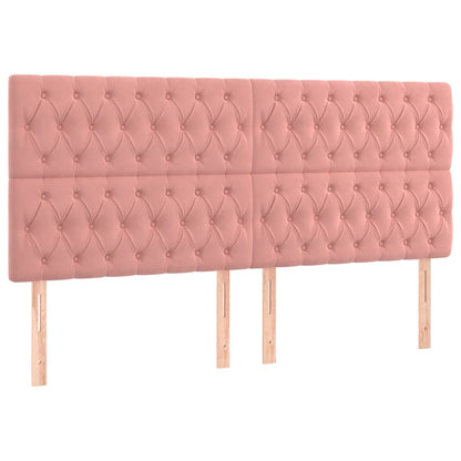 Cama box spring c/ colchão/LED 200x200 cm veludo rosa