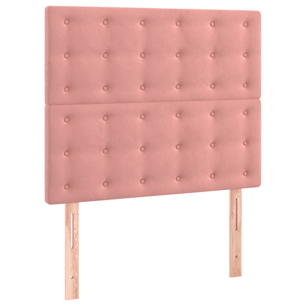 Cama box spring c/ colchão/LED 90x190 cm veludo rosa