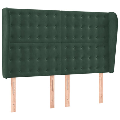 Cama box spring c/ colchão/LED 140x200 cm veludo verde-escuro