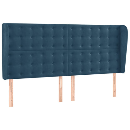 Cama box spring c/ colchão/LED 160x200 cm veludo azul-escuro