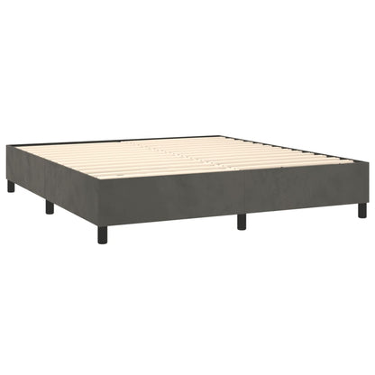 Cama box spring c/ colchão/LED 180x200cm veludo cinzento-escuro