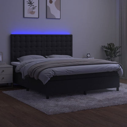 Cama box spring c/ colchão/LED 180x200 cm veludo preto