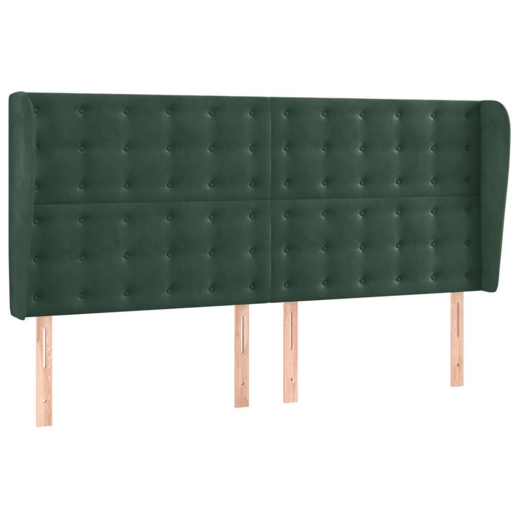 Cama box spring c/ colchão/LED 180x200 cm veludo verde-escuro