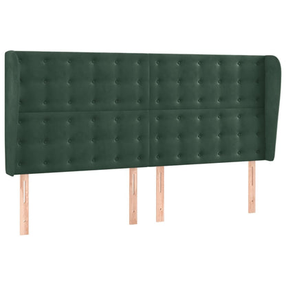 Cama box spring c/ colchão/LED 180x200 cm veludo verde-escuro