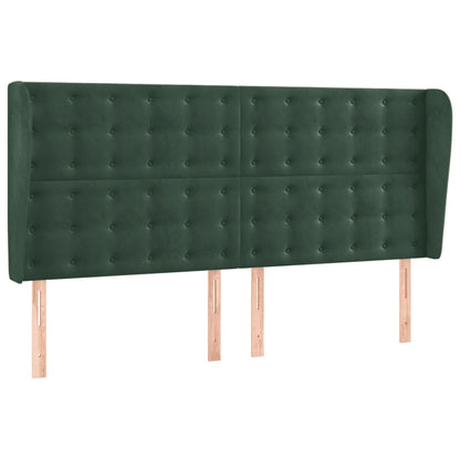 Cama box spring c/ colchão/LED 200x200 cm veludo verde-escuro