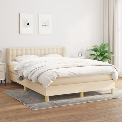 Cama com molas/colchão 140x190 cm tecido cor creme